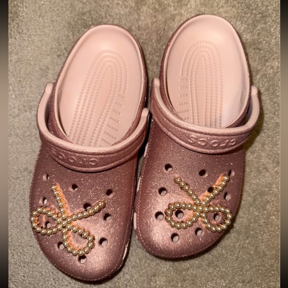 CROCS Pink Rubber Clogs with Perforated Design